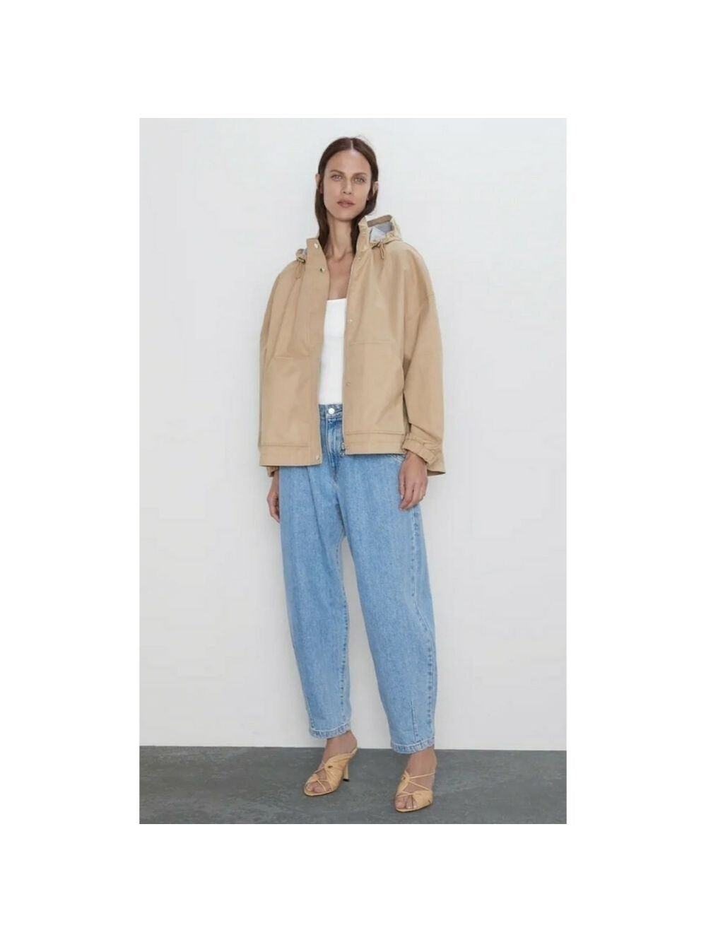 Zara High Collar Adjustable Hooded Jacket